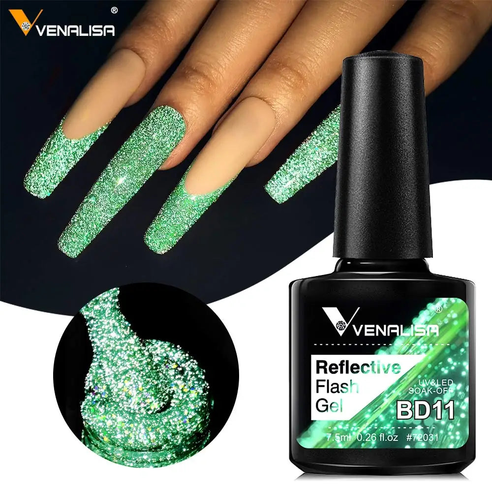 Venalisa vernis à ongles Gel à paillettes réfléchissantes couleur néon couverture complète Pigment Nail Art manucure tremper l'émail vernis Gel UV