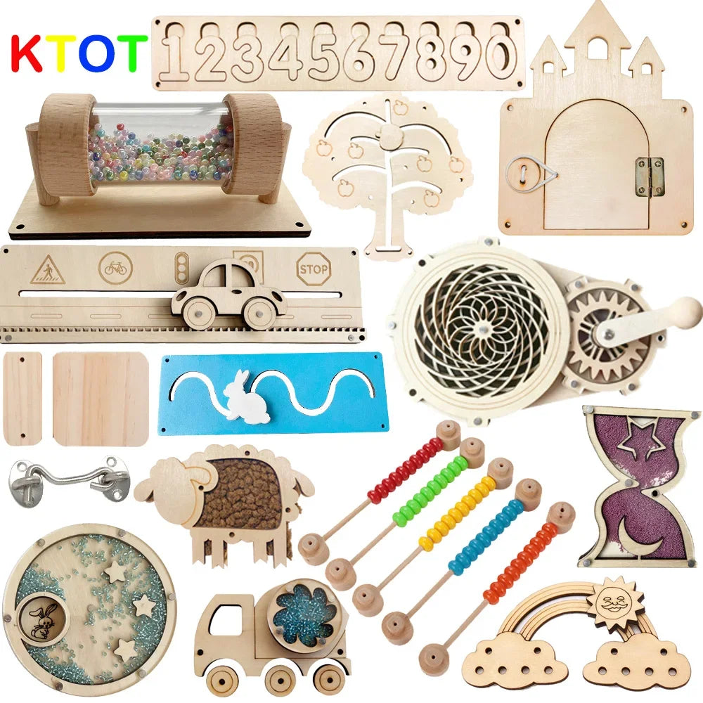 Jouets Montessori, planche occupée, accessoires de bricolage, apprentissage, éducation, jeux de société occupés pour bébé, composants de planche d'activité, pièces en bois