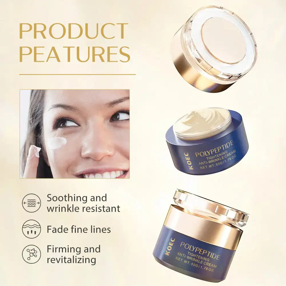 KOEC-Crème anti-déformable de resserrement polypeptide, décoloration apaisante, rides fines, nicotinamide revitalisant manuellement, Squalane, poupée karité, 50g