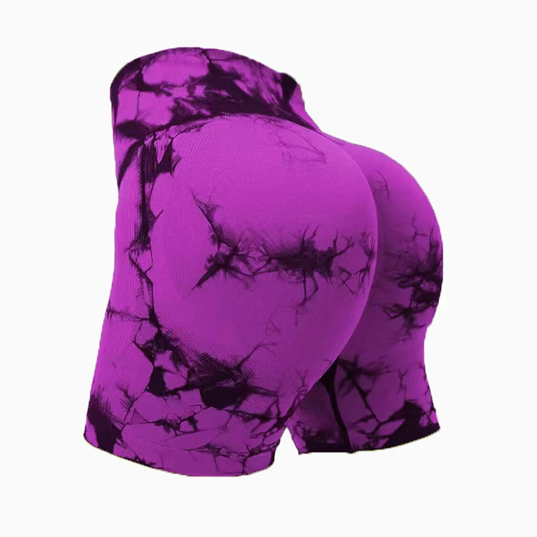 Pantalon de Fitness sans couture teint par nouage pour femmes, taille haute et levage, short serré de sport, course à pied, Sexy, pêche, Fitness, Yoga