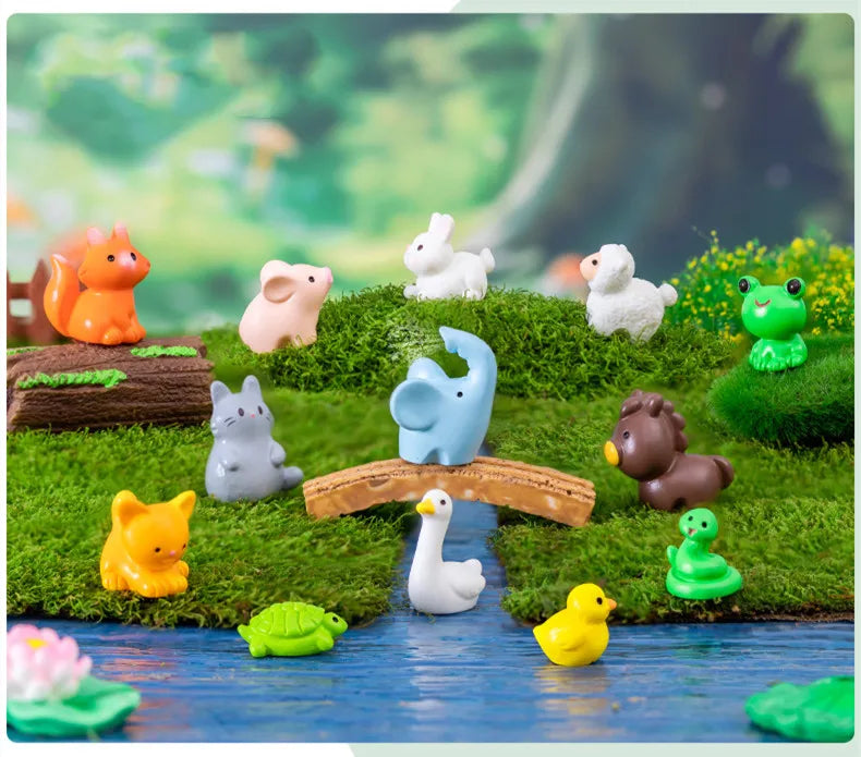 17 sortes d'animaux mignons, Figurines décoratives, Micro Zoo, accessoires miniatures, Mini canards, maison de poupée, décoration de jardin féerique