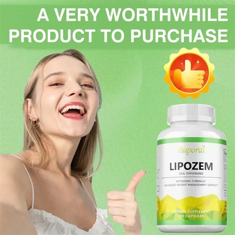 Lipozem naturel - Suppresseur d'appétit, brûleur de graisse, soulage le gonflage et le constipation, améliore le métabolisme - 120 capsules