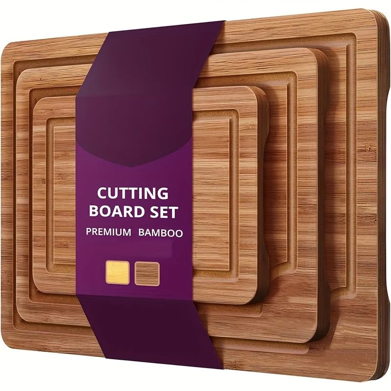 Ensemble de planches à découper en bambou, planche à découper polyvalente épaisse en bois pour viande, légumes et fruits