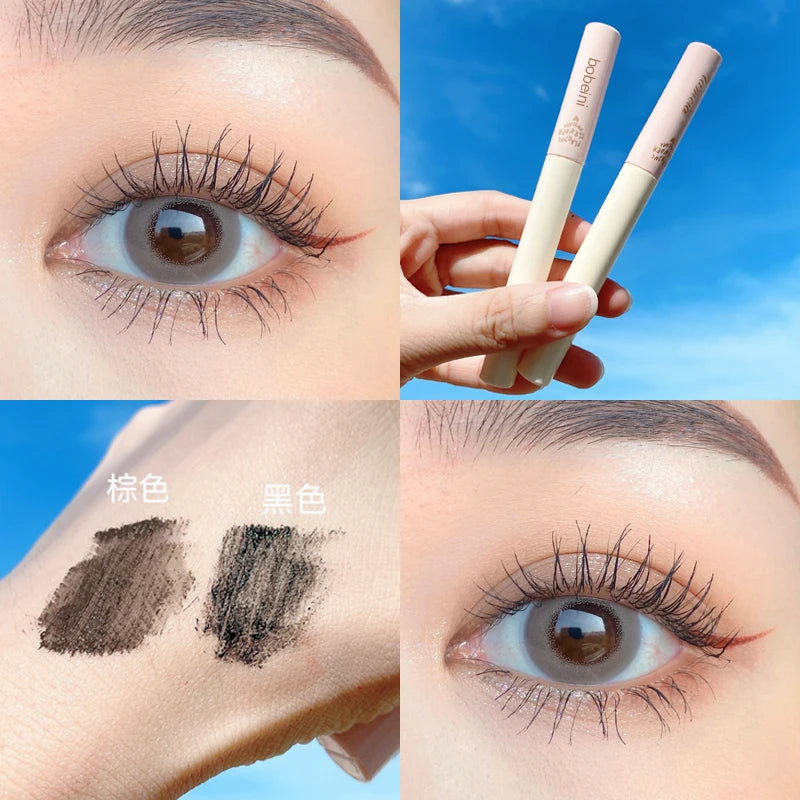 Mascara imperméable et sans maquillage, base allongée, cryptée, mince, bouclée et durable sans bavure