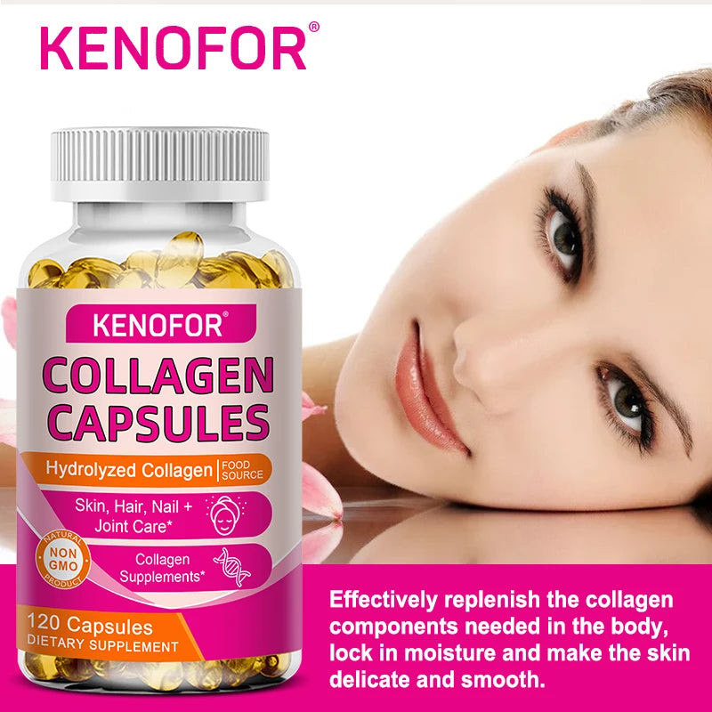 Capsules de collagène, supplément alimentaire de collagène bovin hydrolysé pour le soutien des articulations et des os, santé de la peau, anti-âge – Non OGM