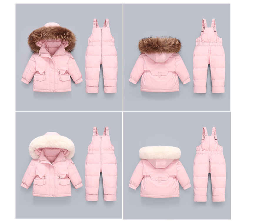 Ensembles de vêtements pour tout-petits, combinaisons de neige d'hiver pour bébés filles, doudounes chaudes, combinaisons à capuche en fourrure optique, combinaisons trempées, 0-3 ans