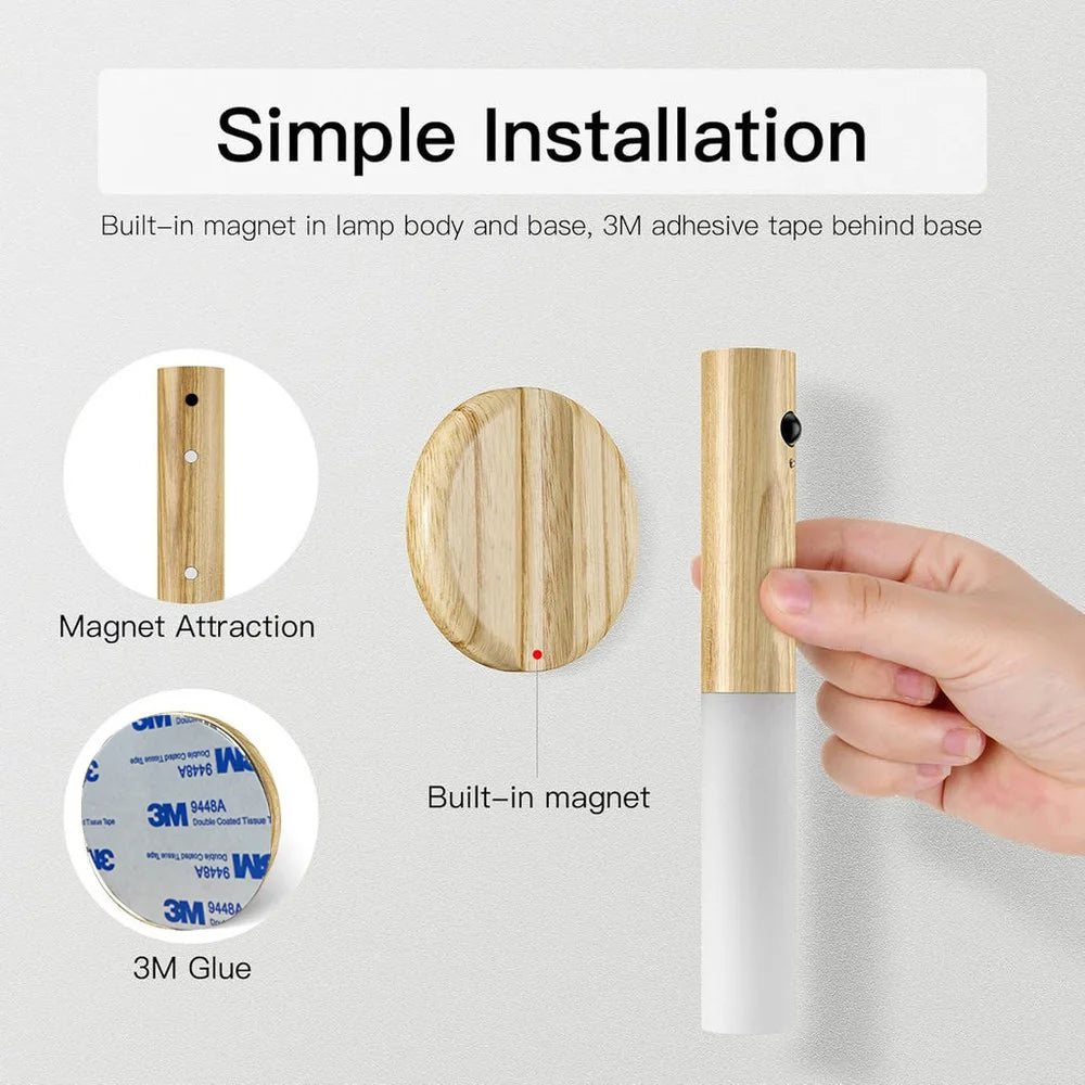 Lampe murale magnétique LED à mouvement intelligent, Rechargeable, capteur Portable, veilleuse pour couloir, chambre à coucher, escaliers, salle de bains, décoration d'armoires