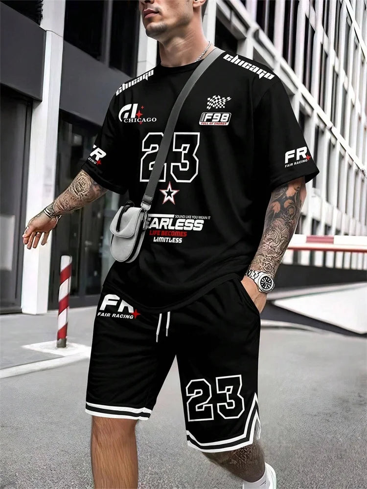 2025 Nouveau Casual Hommes Ensemble, Taille 23 Impression Numérique, L'été Rue De La Mode, Respirant Et Confortable, Sports de Plein Air