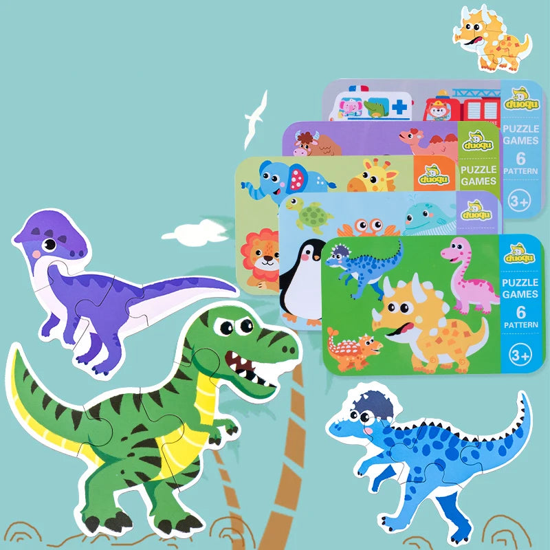 Montessori bébé Puzzle jouets éducatifs pour enfants 2 à 4 ans enfant en bas âge 3D Puzzle en bois enfants boîte de fer jeux de Puzzle jouets