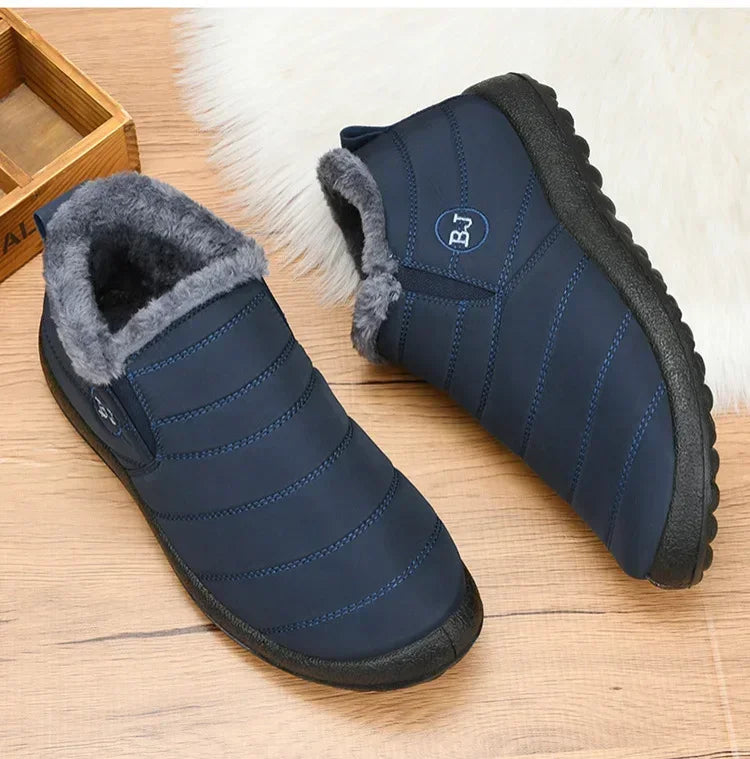 Bottes d'hiver imperméables pour femmes, bottines de neige en peluche, chaudes, noires, chaussures à plateforme en coton pour Couple, nouvelle collection 2023