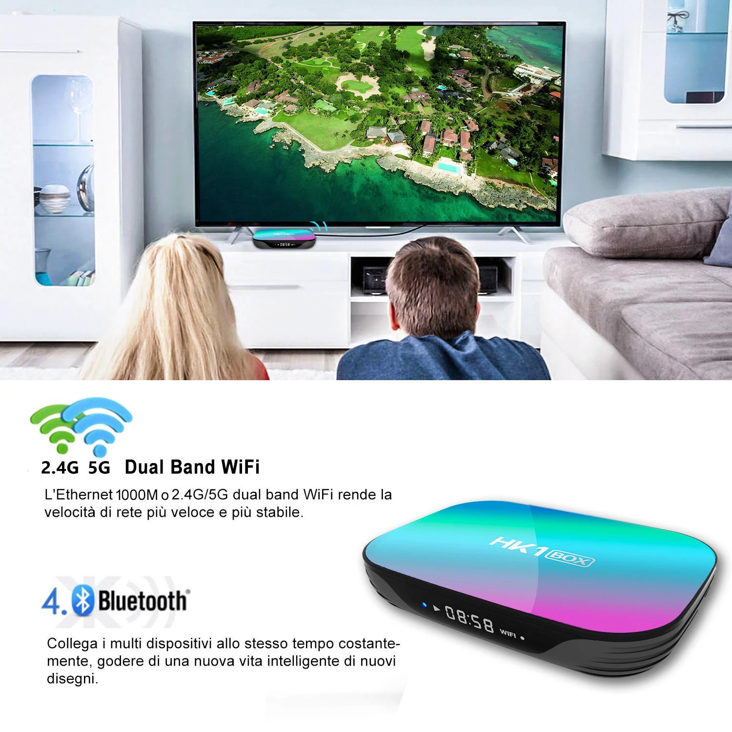 Boîtier TV intelligent Android 9.0 4K 100m 1080P HK1 boîtier amlogic S905X3 double WiFi 4GB RAM 32GB 64GB ROM HK1BOX décodeur
