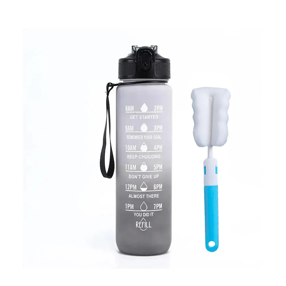 Bouteille d'eau potable de 32 oz avec fois pour boire et paille, motivation avec sangle de transport, étanche BPA et sans toxique