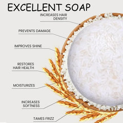 Shampoing au riz biologique, barre de savon, savon revitalisant sans huile, protéines d'eau de riz, nourrissant, Anti-perte, pour la croissance des cheveux