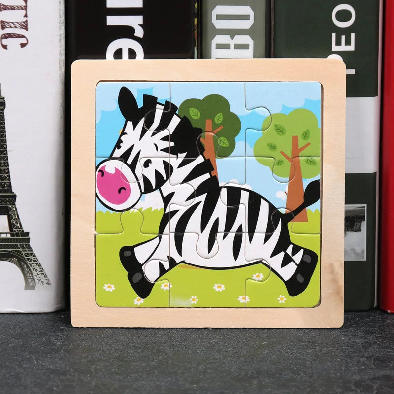 Puzzle 3D en bois pour enfants, bébé, dessin animé, animaux/trafic, jouet éducatif, jouet pour enfants, Puzzle en bois, petite taille 11x11CM