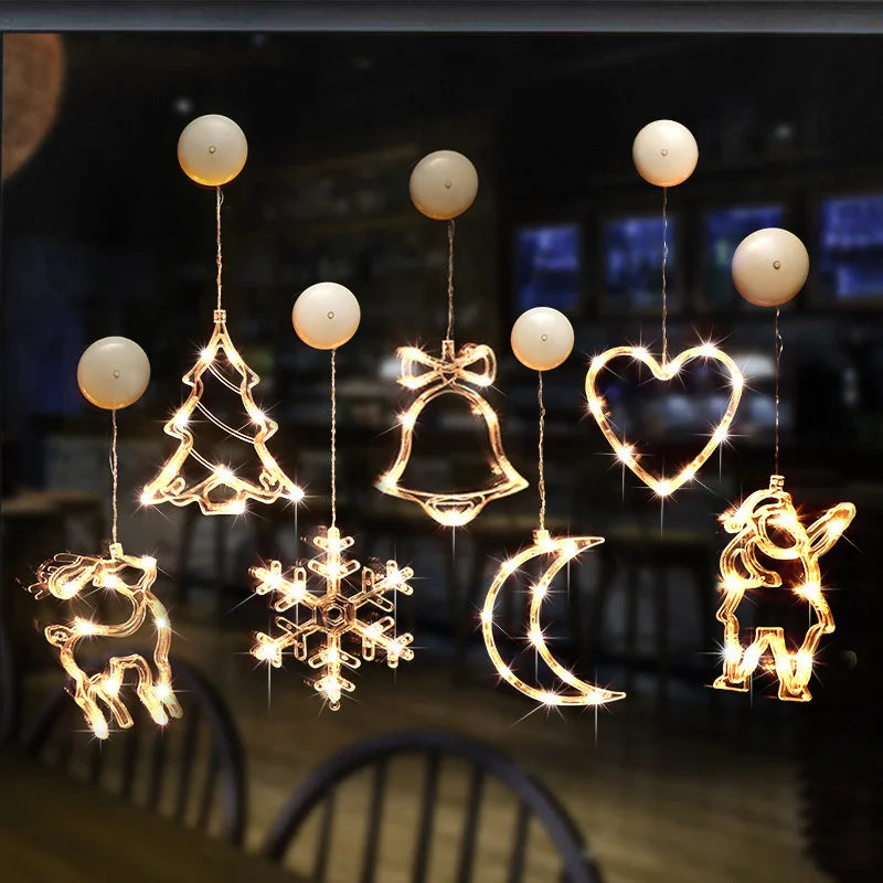 Lumières LED de Noël pour la décoration de la chambre à coucher, ornements de la maison, fenêtre, verre, batterie chaude