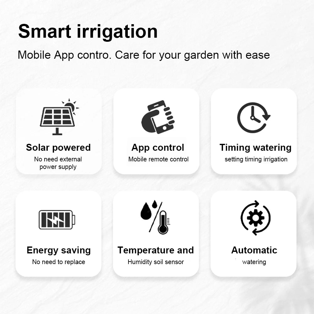 Tuya Wifi Smart Watering Timer, Solar Powered Drip Irrigation System, Built-in Water Flow Recorder, Water Controller
