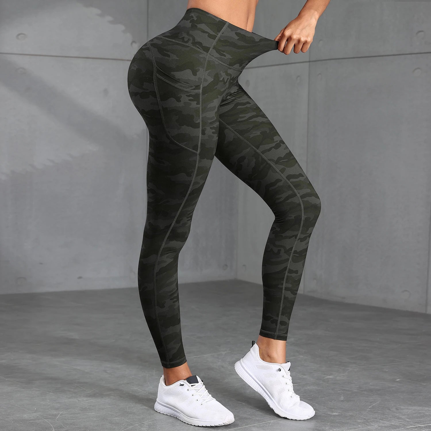 Pantalon de Yoga taille haute de couleur unie pour femmes, avec poches, Leggings de Compression pour le sport, le Fitness, la course à pied