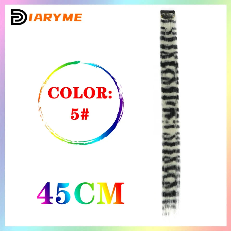 Colorful curly synthetic hair extensions for girls, long clip-in hairpiece, multicolored party strands, wig piece, for women and children