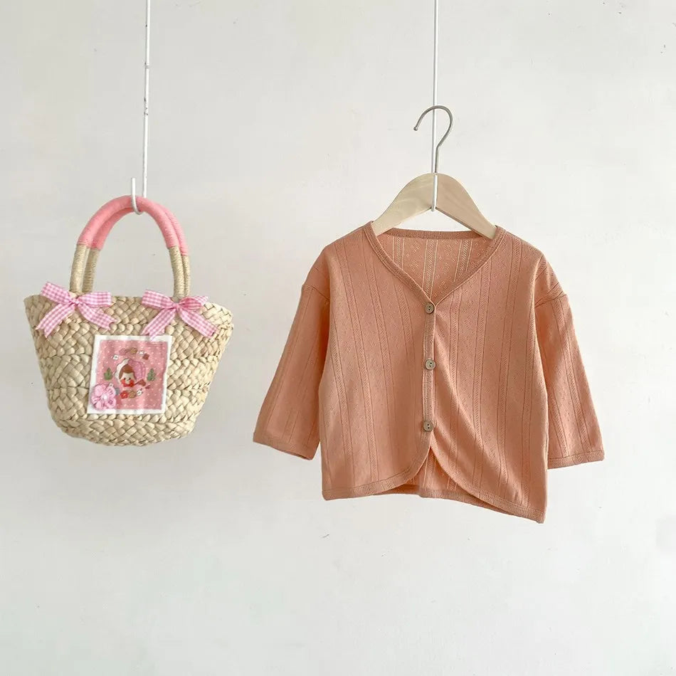 Veste d'été légère à manches longues pour enfants, vêtements pour tout-petits, cardigan solide pour documents, vêtements décontractés coréens pour bébés garçons et filles