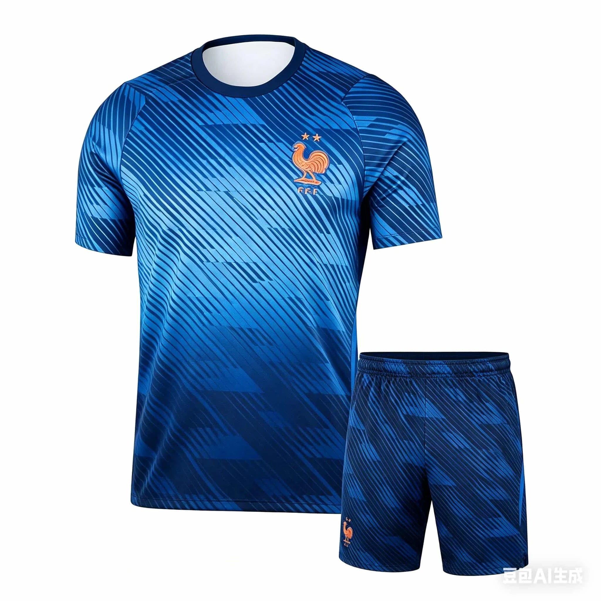 Nouvel ensemble de t-shirts pour hommes 2026 - Maillot de l'équipe nationale française - Tenue d'entraînement d'été - Haut de sport pour adulte - Short