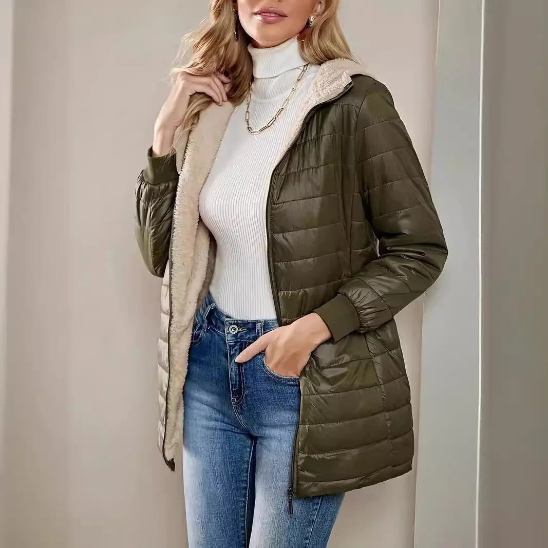 Veste longue à capuche pour femmes, coupe ample, manteau en coton doublé polaire, confortable, Style décontracté, mi-long, Parka, vêtements d'extérieur
