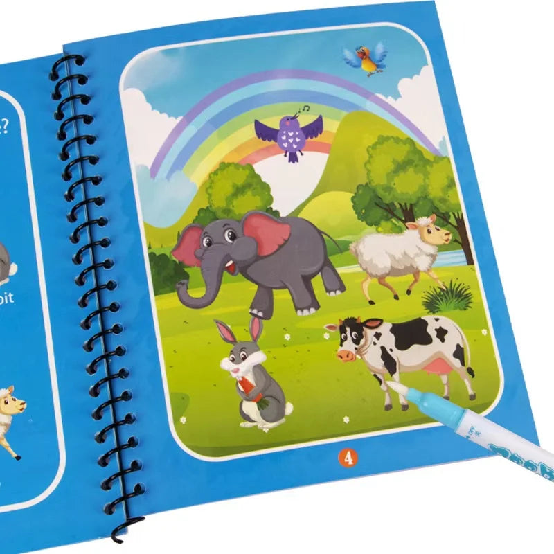 1 livre + 1 stylo livre de coloriage réutilisable livre de peinture à l'eau éducation précoce sensorielle Puzzle dessin jouets