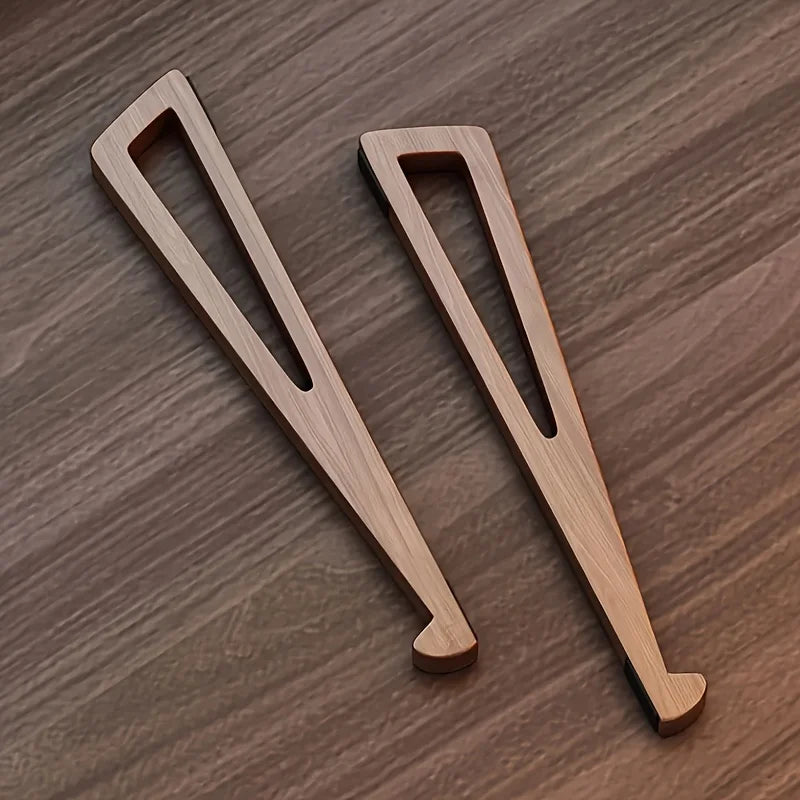 Support pour ordinateur portable pliable en bois ergonomique 12 °   Angle réglable, conception triangulaire de ventilation de refroidissement, accessoire de bureau