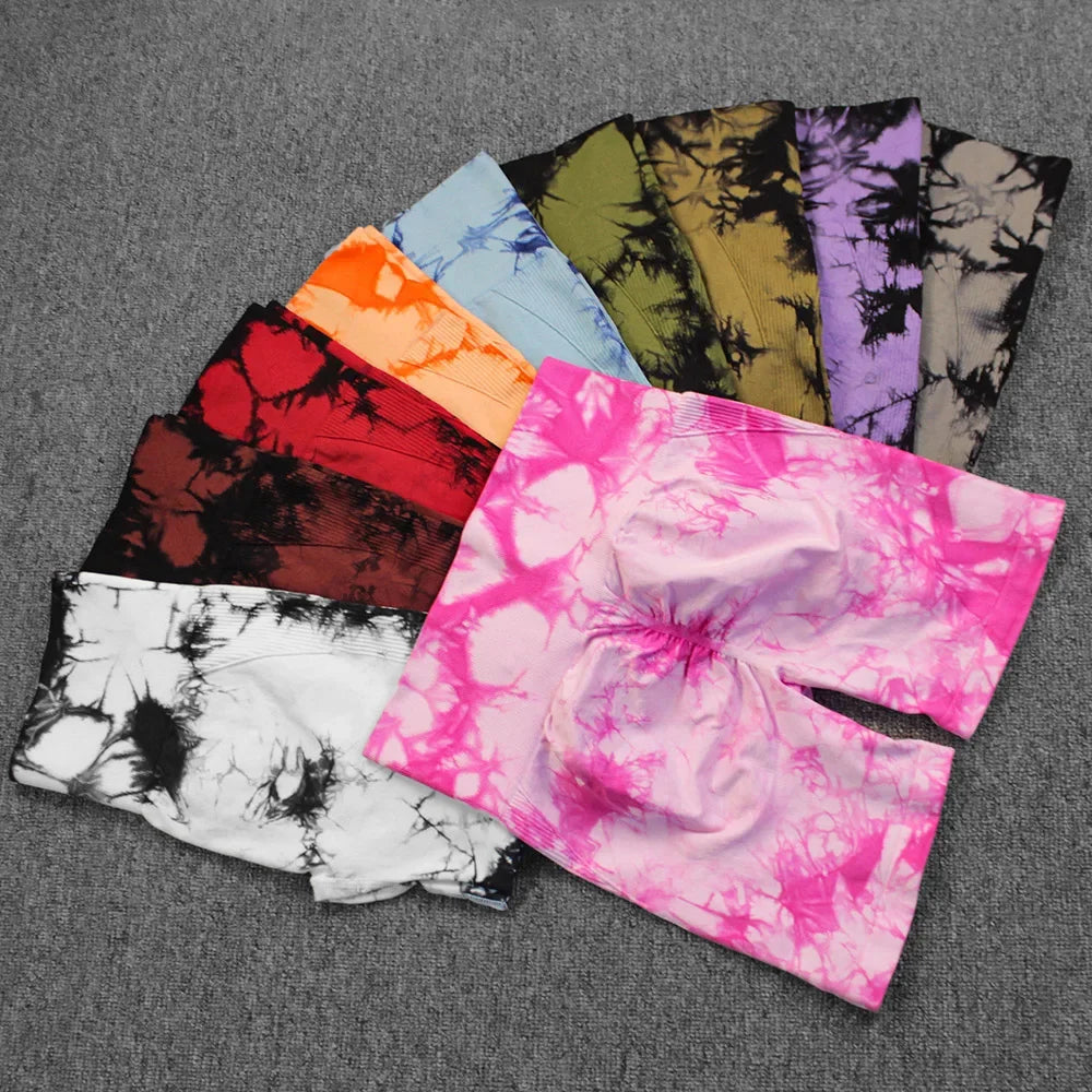 Short de Yoga Tie-Dye pour femmes, short de sport à haute élasticité, Push Up, course à pied, entraînement, Fitness, Leggings de sport courts pour femmes