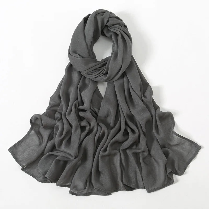 Ramadan Solid Color Plus Size Cotton Rayon Hijab Scarf Women's Muslim Headscarf Wraps Shawls Muslim Women's Headband Islamic Turban