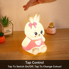 Veilleuses mignonnes pour enfants, 5 couleurs changeantes, lampe LED en forme de lapin en Silicone avec batterie, pour pépinière, enfants, bébé, Camping, décoration de maison