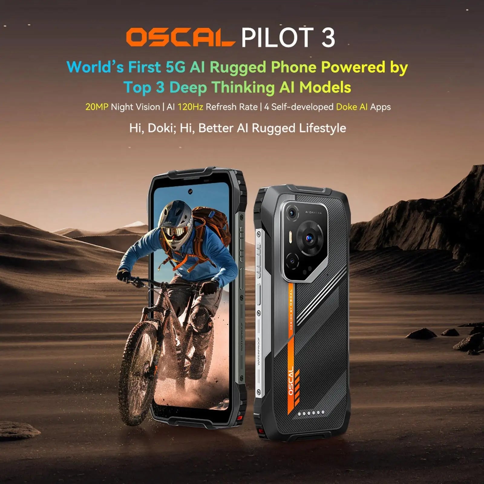 Blackview Oscal Pilot 3 5G Smartphone robuste 6.78 ''120Hz 12GB 256GB 50MP 7500mAh Vision nocturne NFC Android 15 téléphone portable