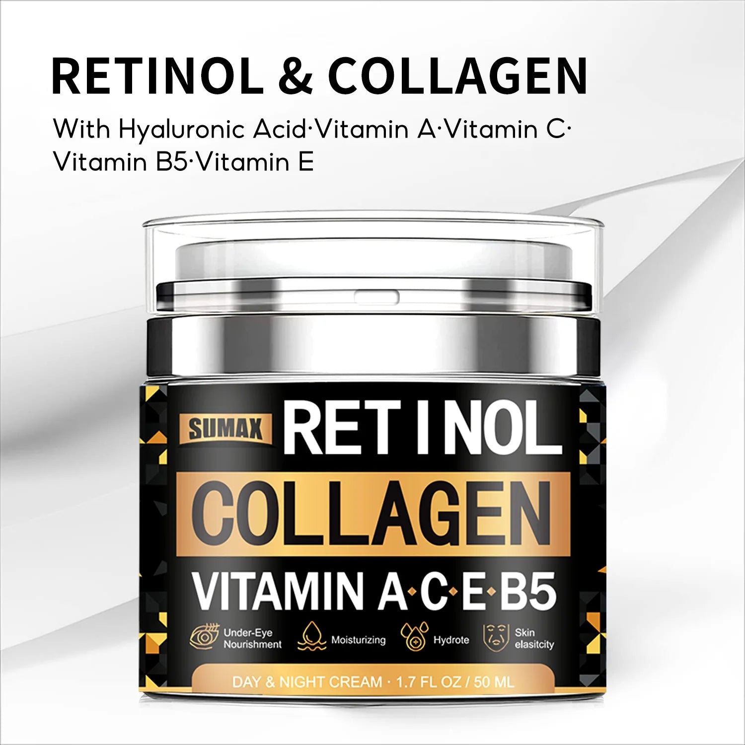Crème anti-rides au rétinol instantané pour hommes, crème raffermissante au collagène, hydratante, blanchissante, vitamine C, produits éclaircissants pour la peau, 50ML