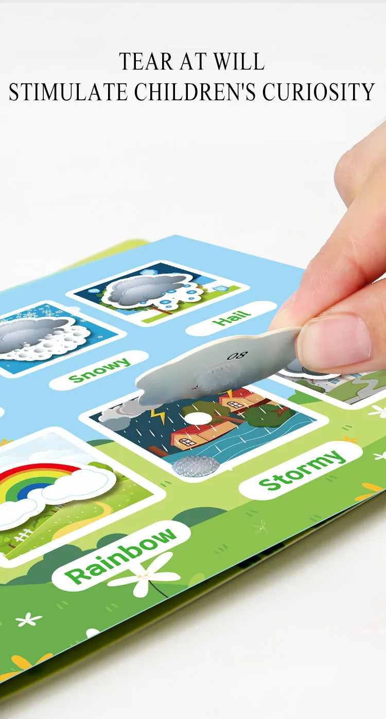 Livre occupé pour les tout-petits âgés de 2 à 6 ans, livre silencieux, activité d'apprentissage préscolaire, autocollant réutilisable et Velcro assorti Montessori Fine Mot