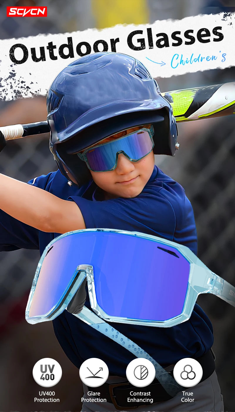SCVCN enfants cyclisme lunettes de soleil enfants cyclisme lunettes UV400 vélo lunettes filles vtt Camping pêche Sports de plein air accessoires