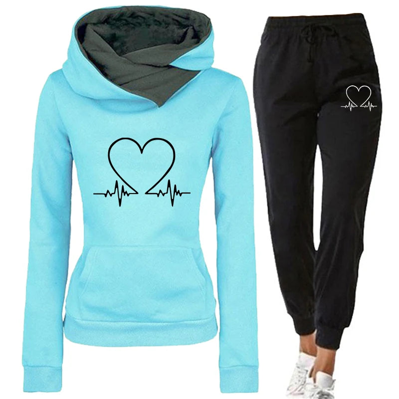 Femme survêtement deux pièces ensemble hiver sweats à capuche chauds + pantalons pulls femme Jogging femme vêtements sport costume tenues