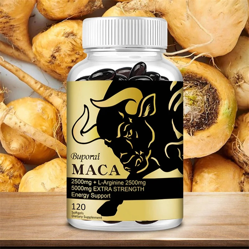 Supplément de racine de maca - avec Panax Ginseng pour augmenter l'énergie, améliorer l'endurance, la force musculaire et les performances athlétiques