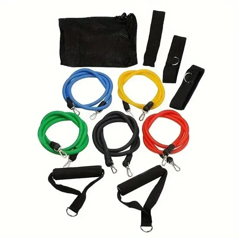 11 pièces/ensemble corde de traction, bandes de résistance, équipement de Fitness Portable, sangle de cheville, extenseur de poitrine, bande d'exercice élastique