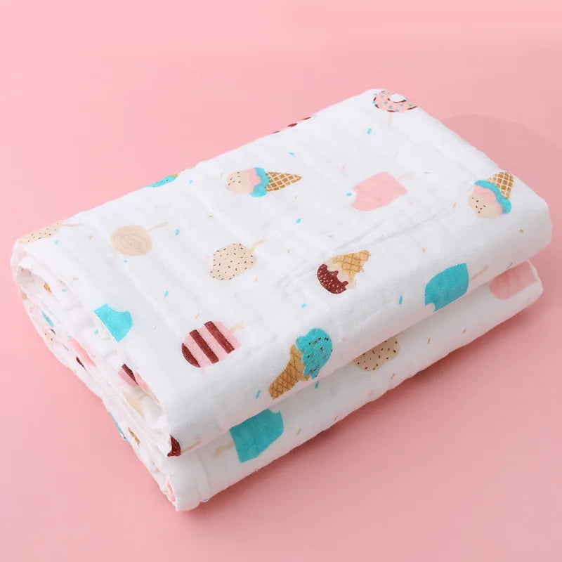 Serviette de bain pour bébé, couverture en coton pour garçon et fille, peignoir pour nouveau-né, gant de toilette en gaze à 4 couches, emmaillotage pour bébé