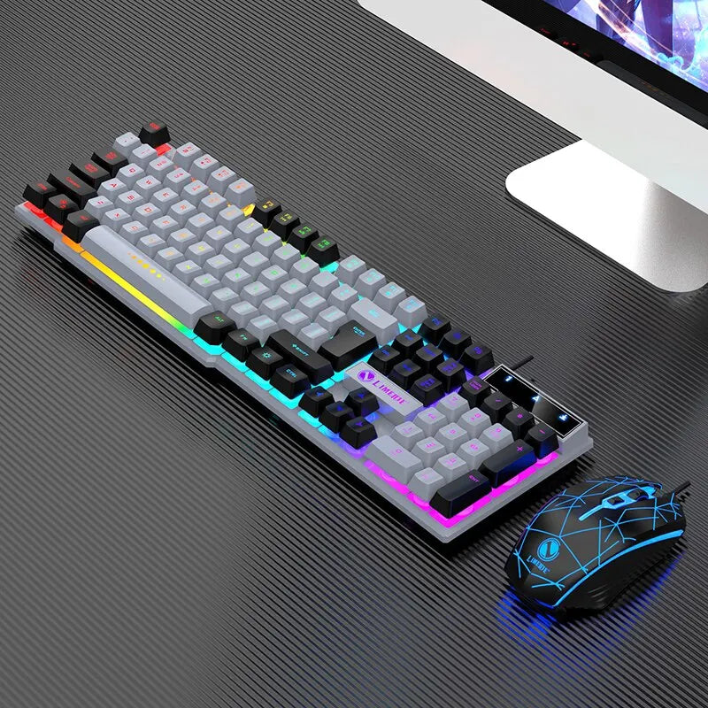 Filaire Clavier Et Souris Ensemble Usb Lumineux Mécanique Clavier Et Souris Pour PC Ordinateur Portable Jeu Bureau