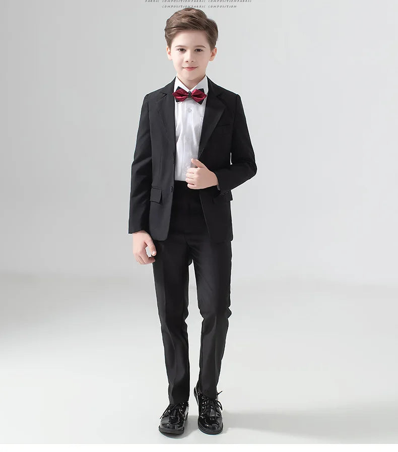 Children's Wedding Show Suit, Formal Suit, Blazer, Jacket, Pants, Bow Tie, 3 Pieces