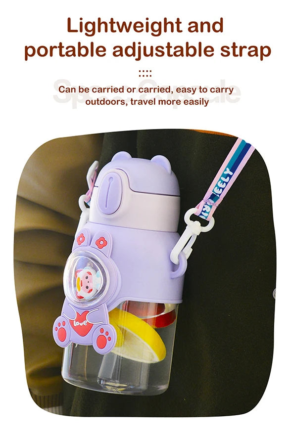 Tasse d'eau d'été Kawaii de 600ML pour enfants, tasse en paille antichute de grande valeur pour garçons et Cirls, bouilloire pour bébé aller à l'école