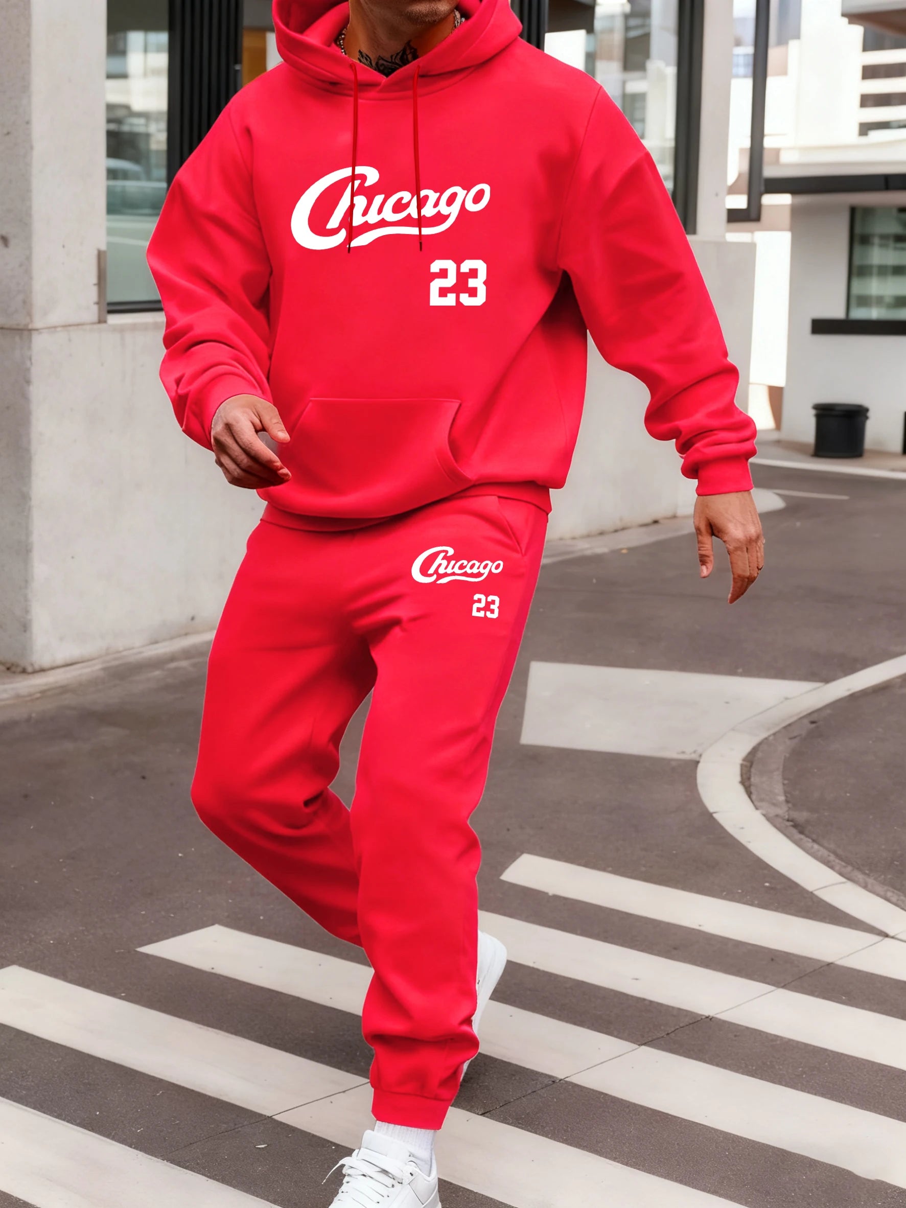 Chicago numéro 23 imprimé ensemble à capuche hommes Sport décontracté sweat poche rue hauts automne polaire pantalons de survêtement tout-Match pantalons confortables