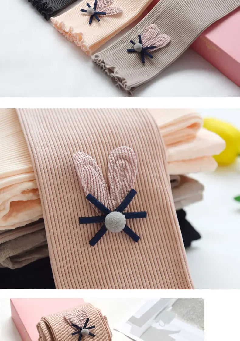 Girls' cotton leggings with elastic waistband, cute pants for babies and children, autumn and spring collection