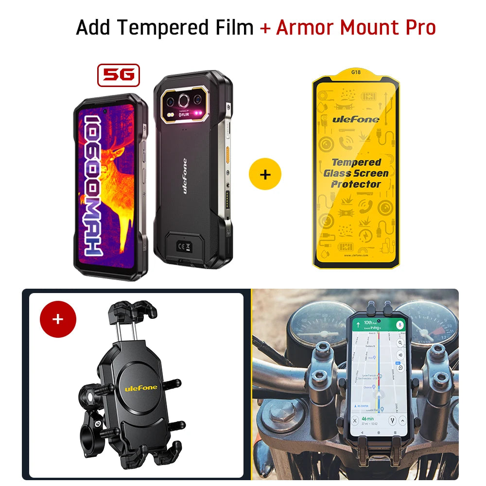 Ulefone Armor 27T Pro 5G téléphone robuste 10600mAh Smartphone Android 14 50MP + 64MP caméra de nuit 6.78 "jusqu'à 24GB RAM + 256GB ROM NFC