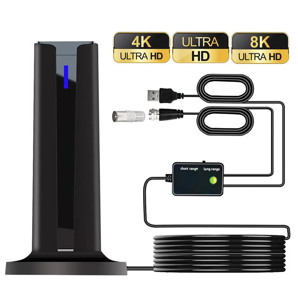 Antenne de télévision numérique pour Smart TV antenne de télévision intérieure antenne HDTV de réception longue portée prend en charge 4K 1080p avec Base de bâton