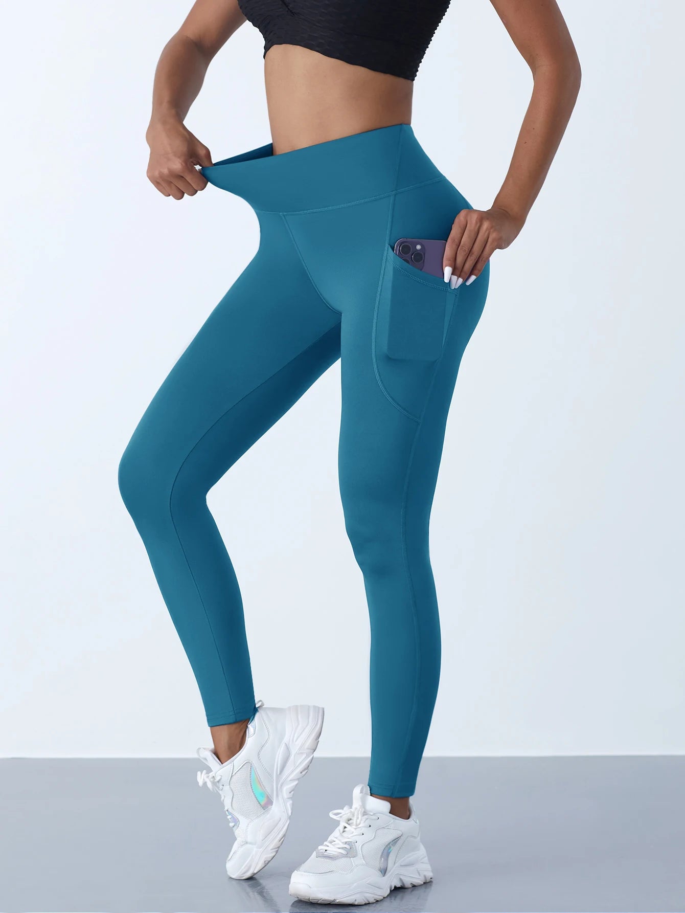 Leggings taille haute pour femmes, pantalons de Yoga extensibles, collants avec poches, Push Up, Fitness, course à pied, vêtements de sport, pantalons de couleur unie, nouvelle collection