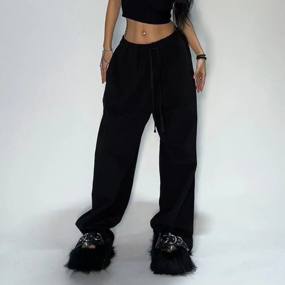 Pantalon de survêtement décontracté pour femmes, couleur unie, taille haute, à lacets, ample, jogging, classique, Baggy, Streetwear, Sport, danse, Y2K