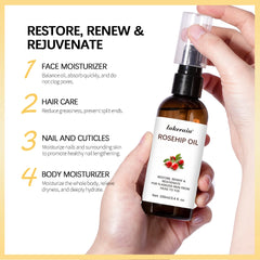 Huile de rose musquée biologique, huiles pour le visage, 30ml, soins pour la peau à absorption rapide, hydratant, huile pour le visage, Essence de graines de rose musquée biologique
