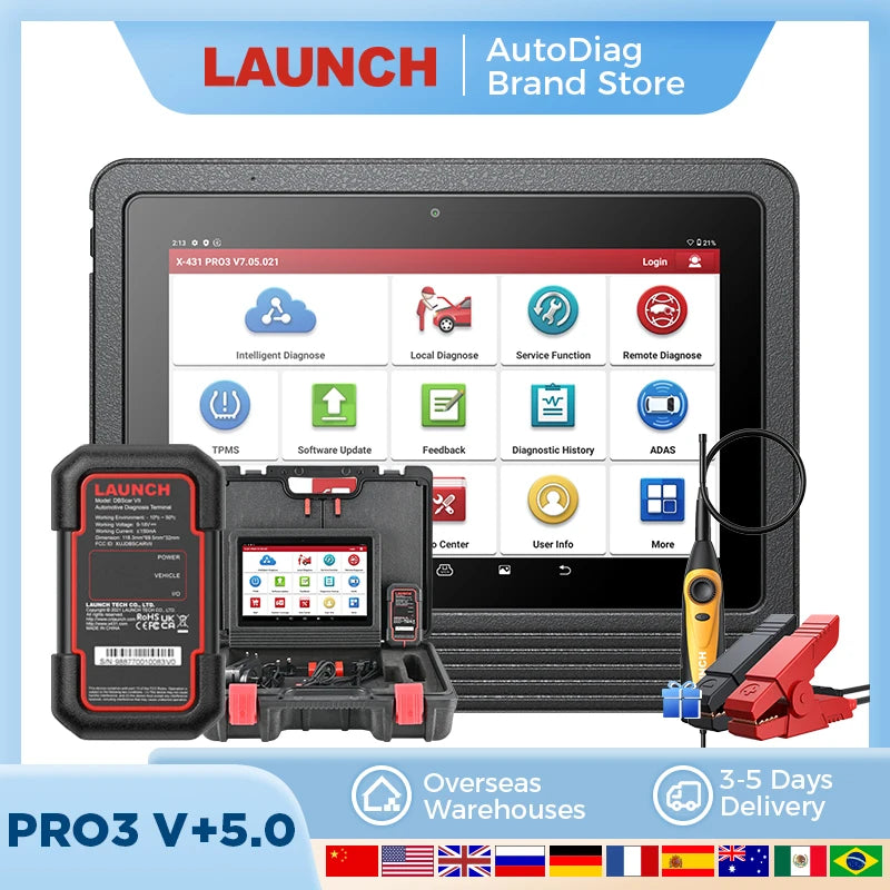 LAUNCH X431 PRO3 V + 5.0 Diagnostic Tool OBD2 Automotive Scanner for Cars, Topology Mapping, and Automotive Mechanics.