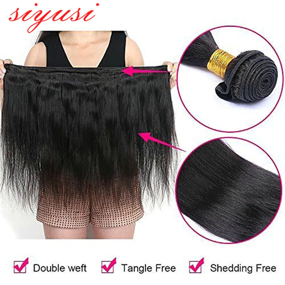 Paquets brésiliens de cheveux raides 1/3/4 pièces 100% cheveux humains non transformés paquets droits Extensions de cheveux humains pour les femmes noires